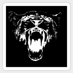 Black and White Roaring Lion Sticker